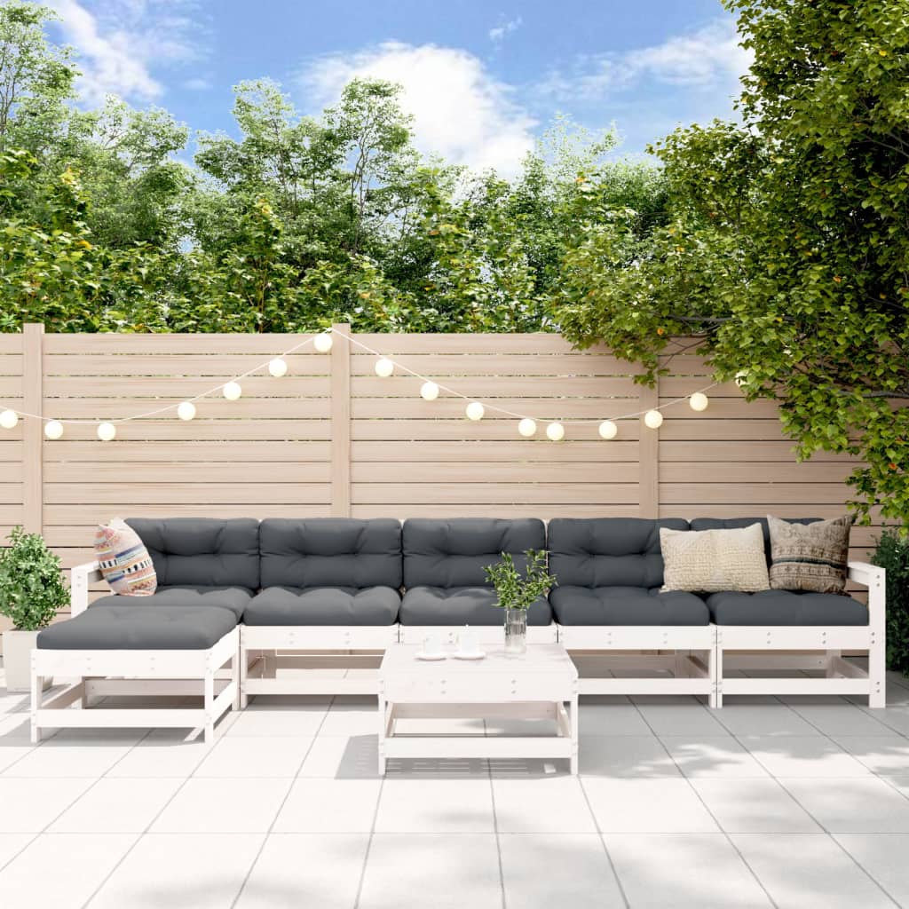Set Mobilier De Grădină Cu Perne, 7 Piese, Lemn Masiv