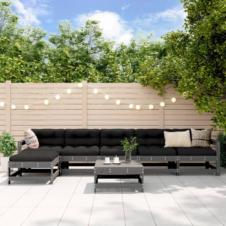 Set Mobilier De Grădină Cu Perne, 7 Piese, Lemn Masiv