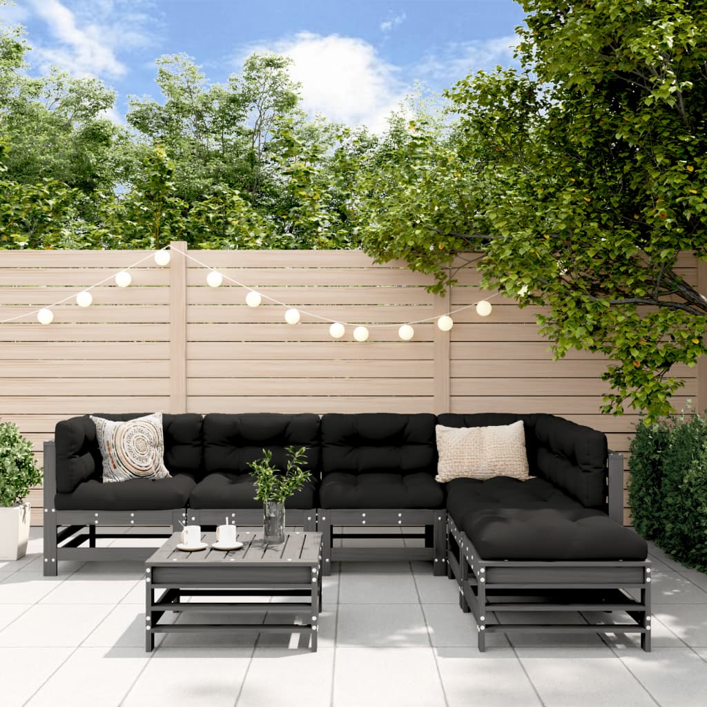 Set Mobilier De Grădină Cu Perne, 7 Piese, Lemn Masiv Douglas