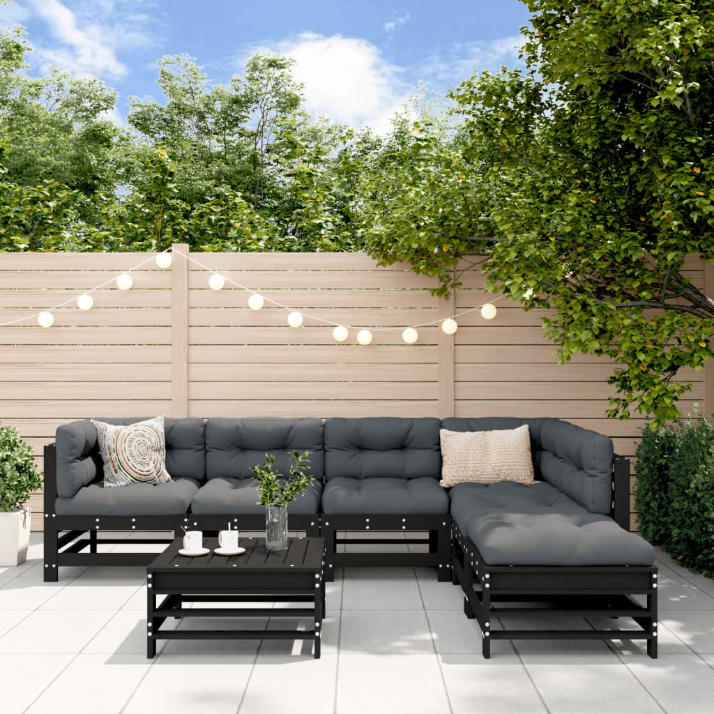 Set Mobilier De Grădină Cu Perne, 7 Piese, Lemn Masiv Douglas