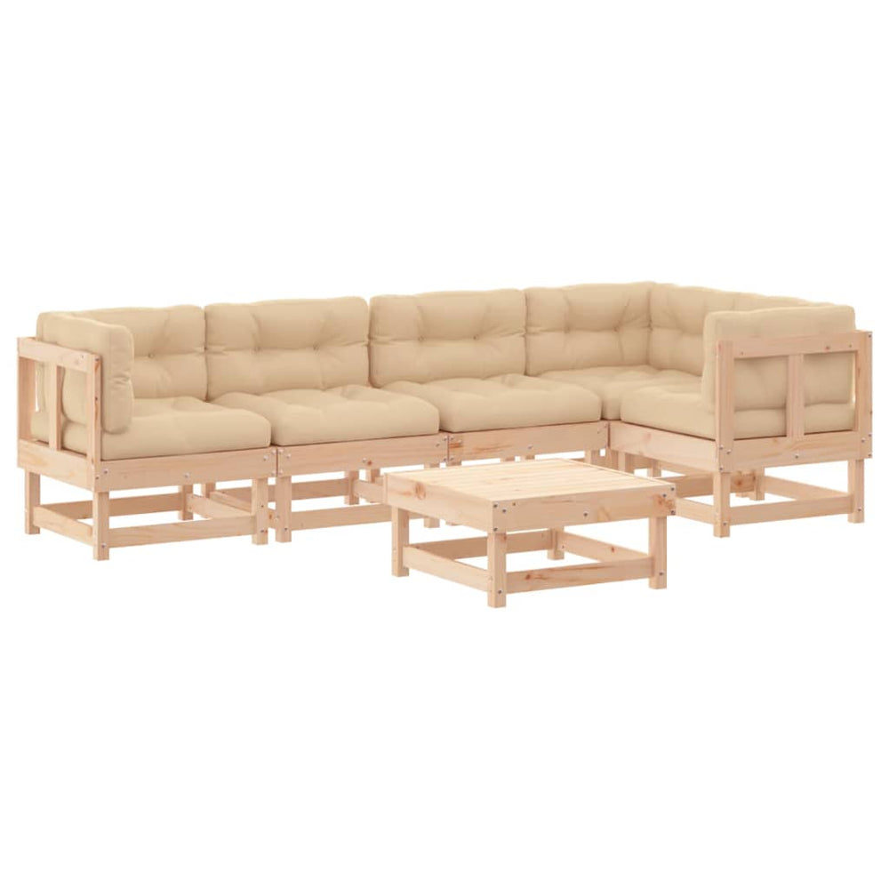 Set Mobilier Relaxare De Grădină & Perne 6 Piese Lemn Masiv Pin