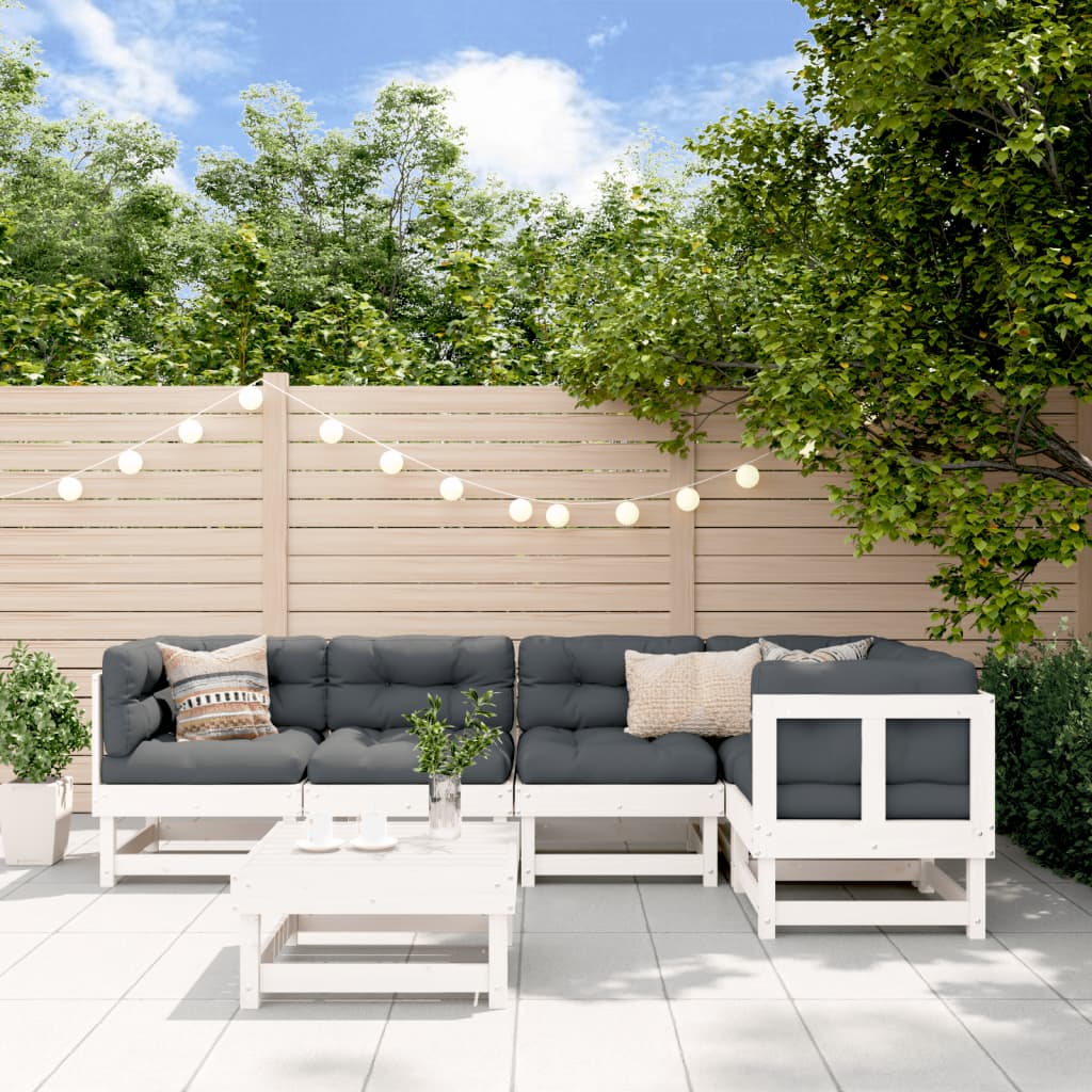 Set Mobilier Relaxare De Grădină & Perne 6 Piese Lemn Masiv Pin