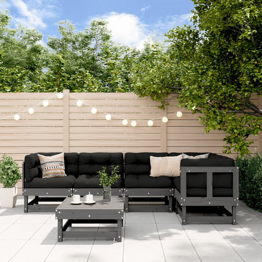Set Mobilier Relaxare De Grădină & Perne 6 Piese Lemn Masiv Pin