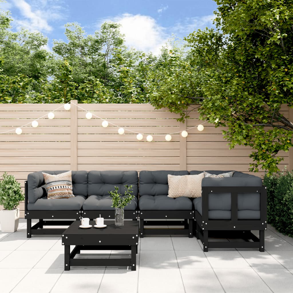 Set Mobilier Relaxare De Grădină & Perne 6 Piese Lemn Masiv Pin