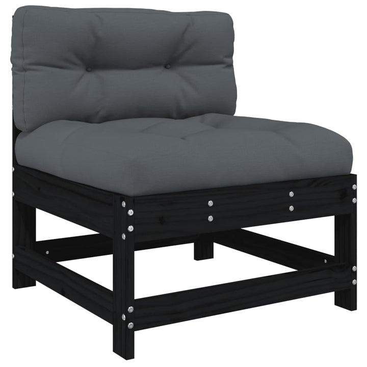 Set Mobilier Grădină Cu Perne, 6 Piese, Negru, Lemn Masiv