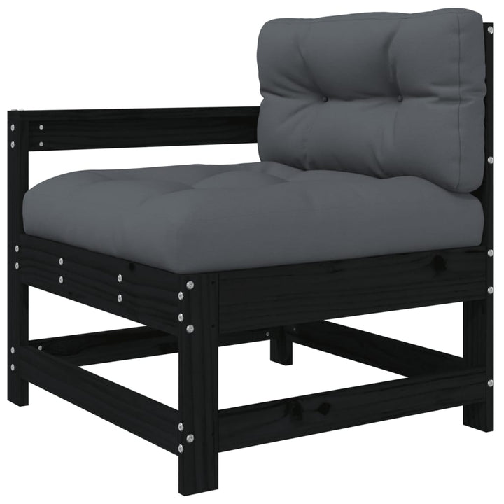 Set Mobilier Grădină Cu Perne, 6 Piese, Negru, Lemn Masiv