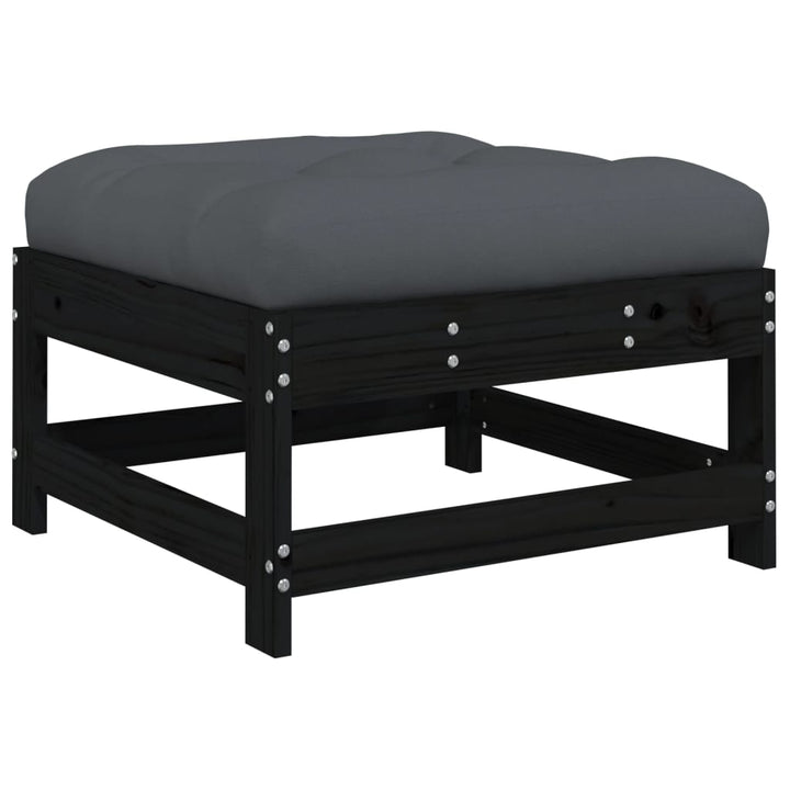Set Mobilier Grădină Cu Perne, 6 Piese, Negru, Lemn Masiv