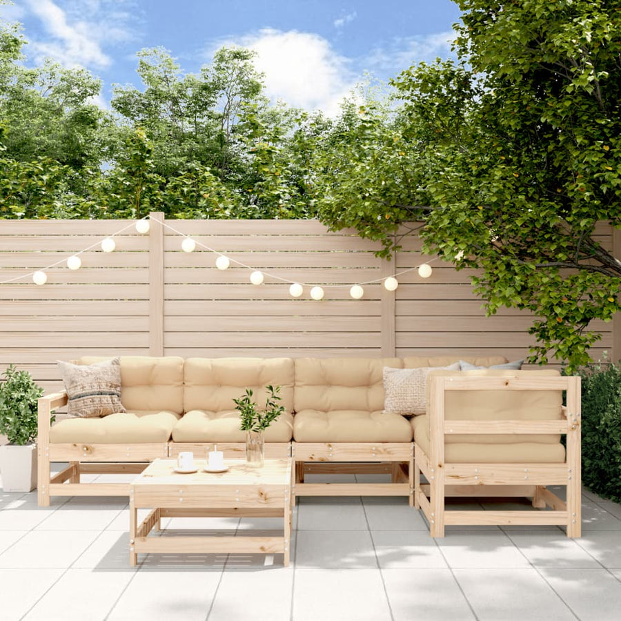 Set Mobilier Relaxare De Grădină & Perne 6 Piese Lemn Masiv Pin