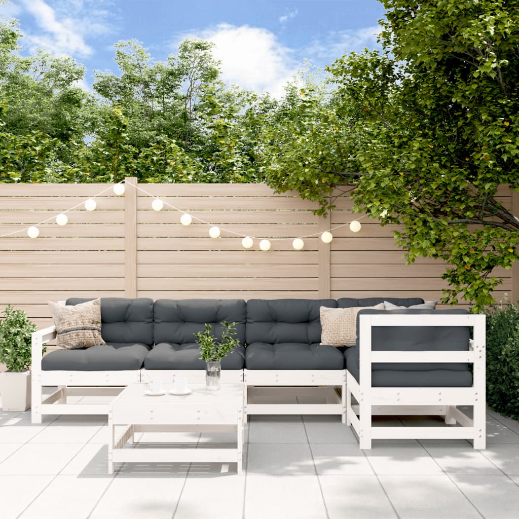 Set Mobilier Relaxare De Grădină & Perne 6 Piese Lemn Masiv Pin