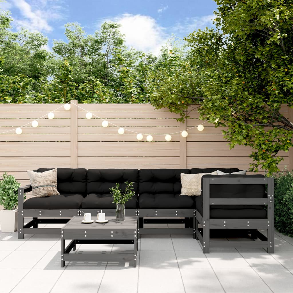 Set Mobilier Relaxare De Grădină & Perne 6 Piese Lemn Masiv Pin