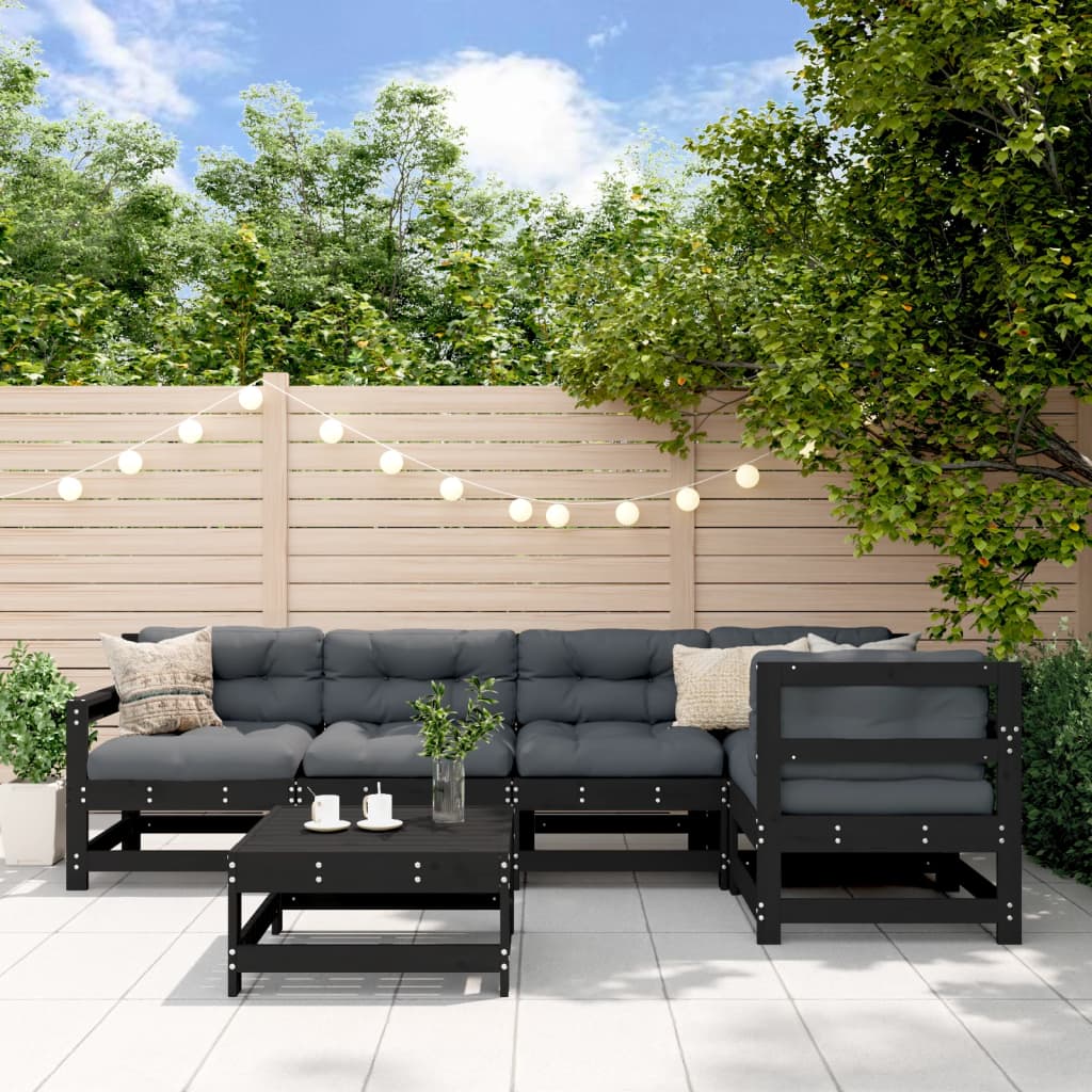 Set Mobilier Relaxare De Grădină & Perne 6 Piese Lemn Masiv Pin