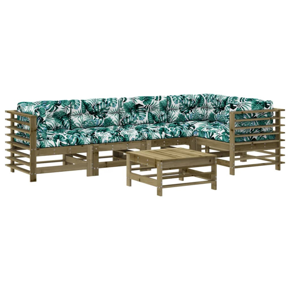 Set Mobilier De Grădină Cu Perne, 6 Piese, Lemn De Pin Tratat