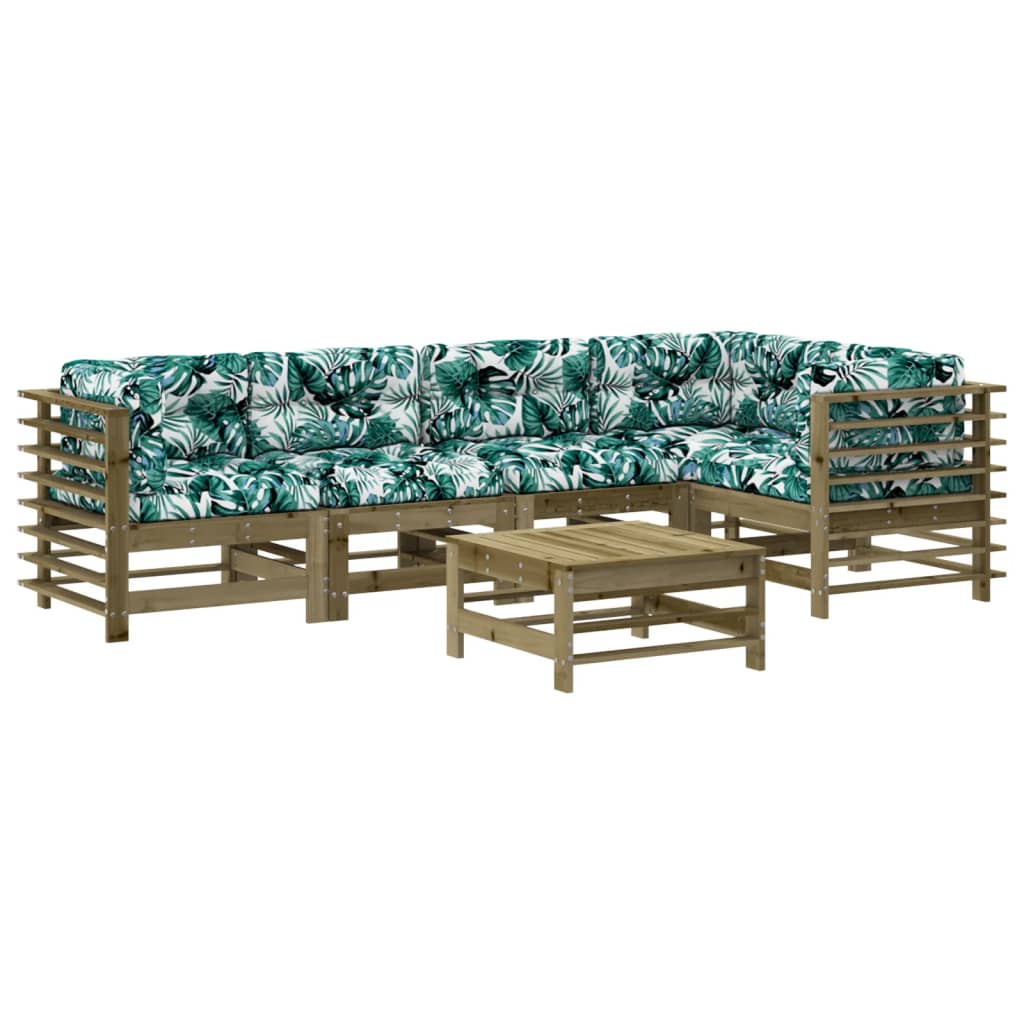 Set Mobilier De Grădină Cu Perne, 6 Piese, Lemn De Pin Tratat