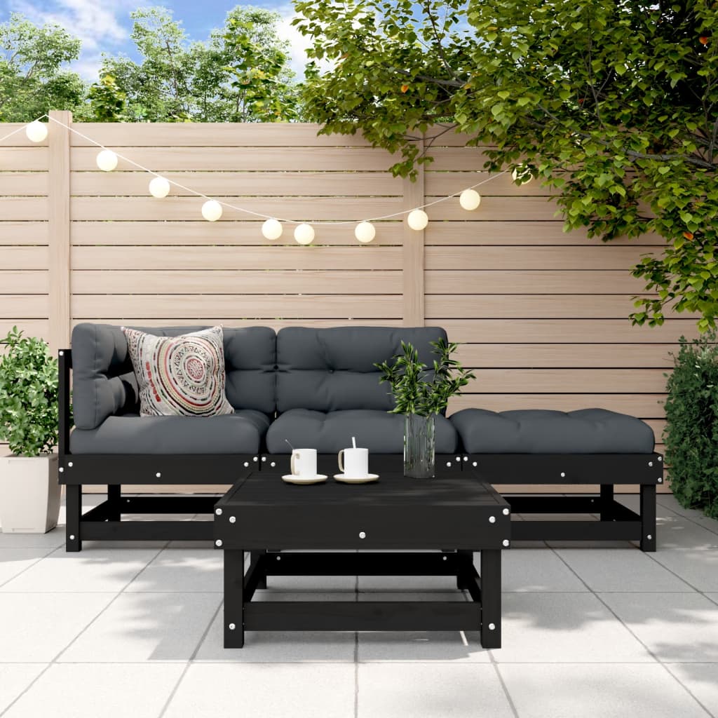 Set Mobilier De Grădină Cu Perne, 4 Piese, Lemn Masiv