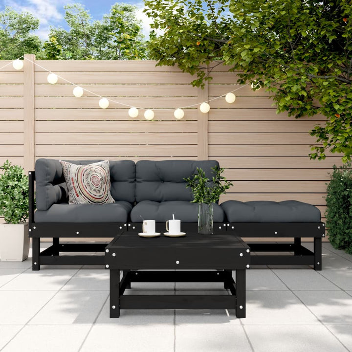 Set Mobilier De Grădină Cu Perne, 4 Piese, Lemn Masiv
