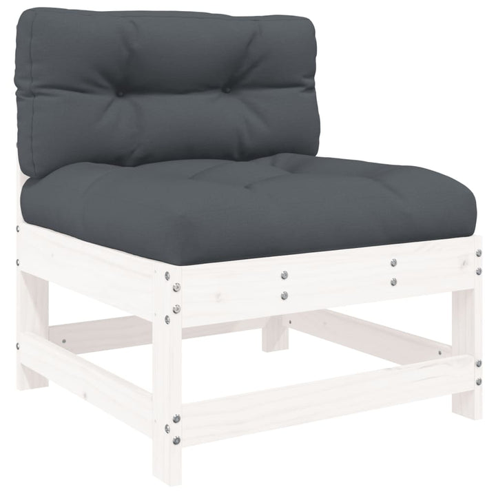 Set Mobilier De Grădină Cu Perne, 4 Piese, Alb, Lemn Masiv