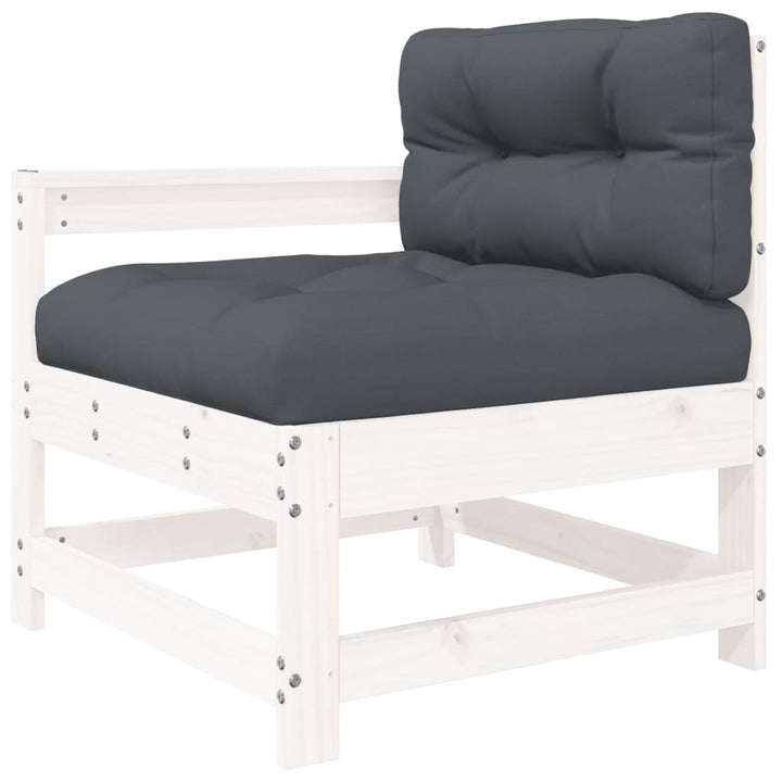 Set Mobilier De Grădină Cu Perne, 4 Piese, Alb, Lemn Masiv