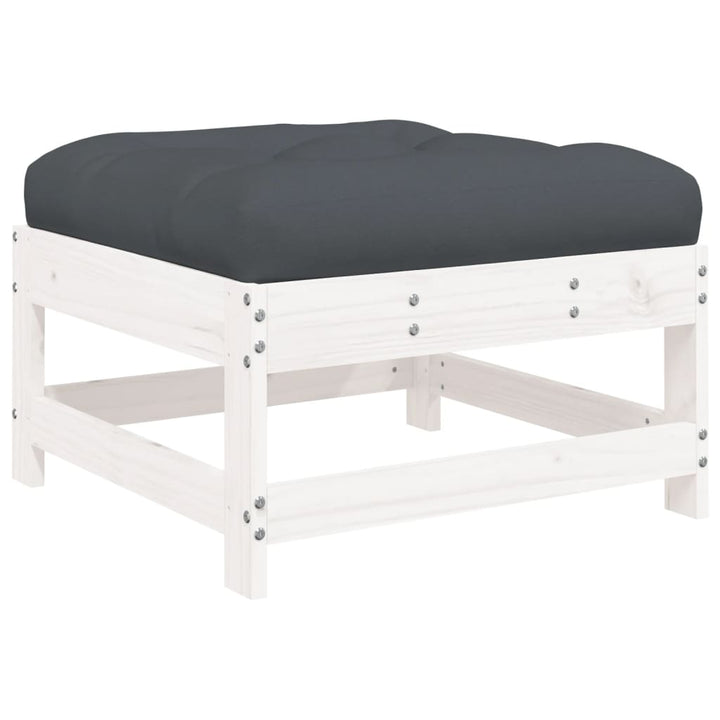 Set Mobilier De Grădină Cu Perne, 4 Piese, Alb, Lemn Masiv