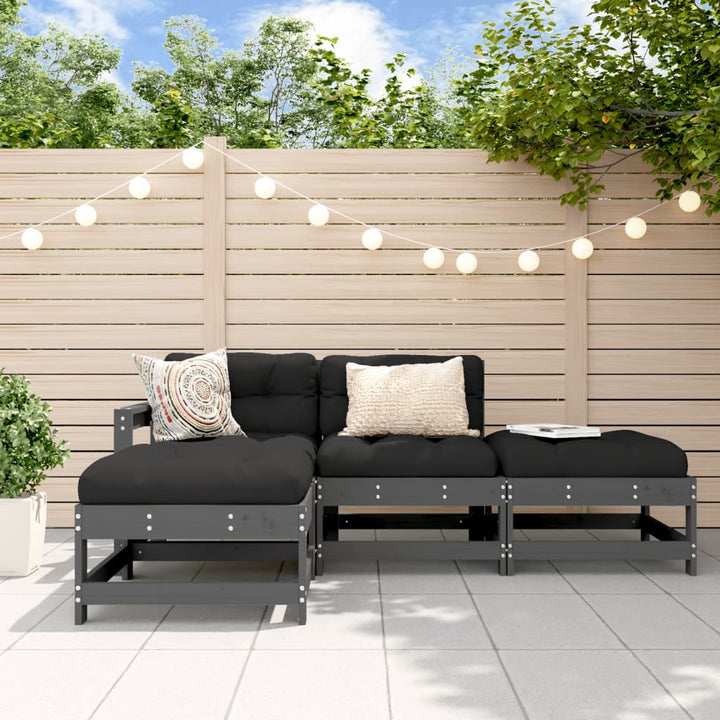 Set Mobilier De Grădină Cu Perne, 4 Piese, Alb, Lemn Masiv