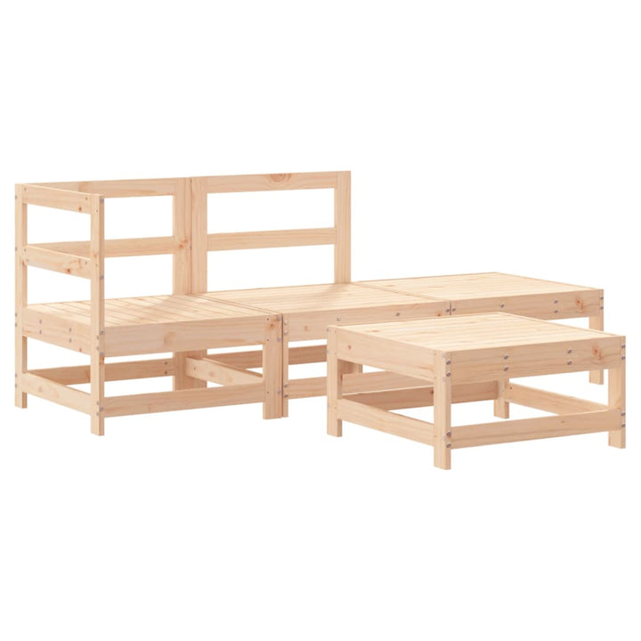 Set Mobilier De Grădină Cu Perne, 4 Piese, Lemn Masiv