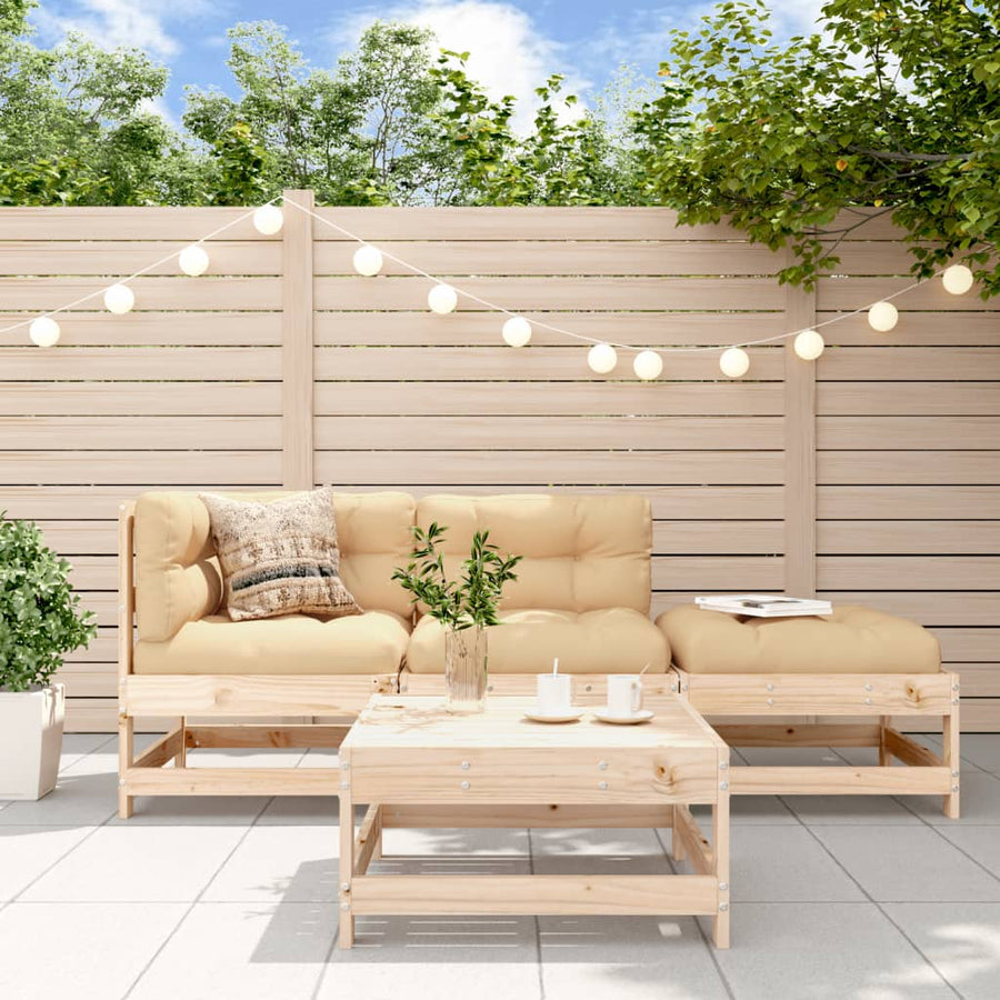 Set Mobilier De Grădină Cu Perne, 4 Piese, Lemn Masiv