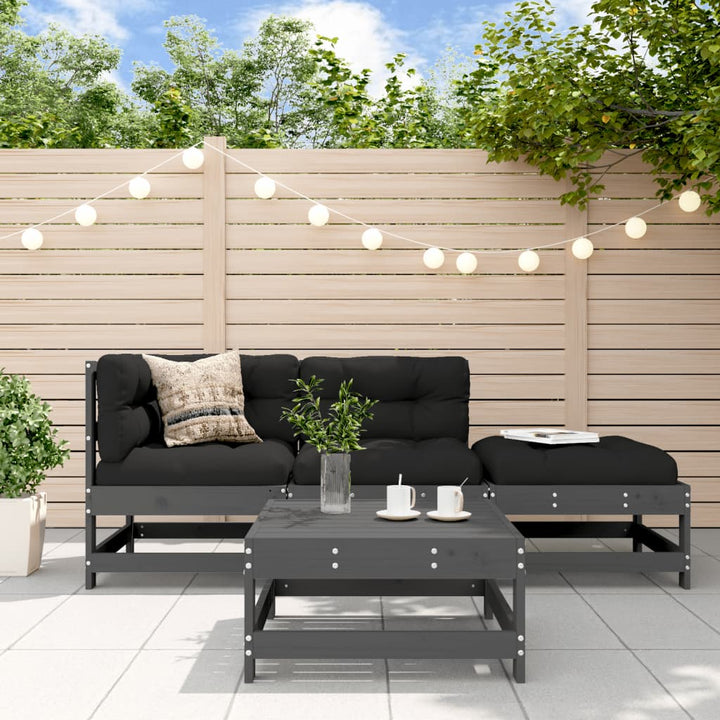 Set Mobilier De Grădină Cu Perne, 4 Piese, Lemn Masiv