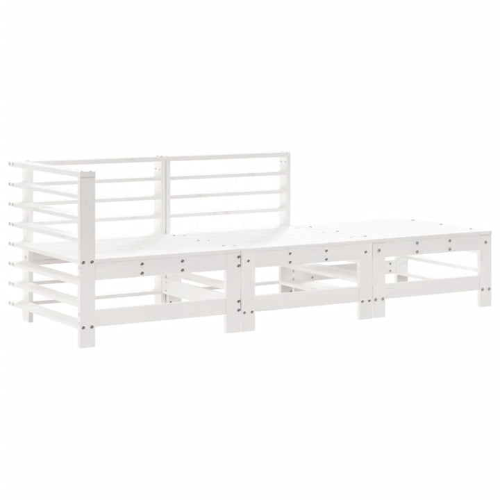 Set Mobilier De Grădină Cu Perne, 3 Piese, Alb, Lemn Masiv