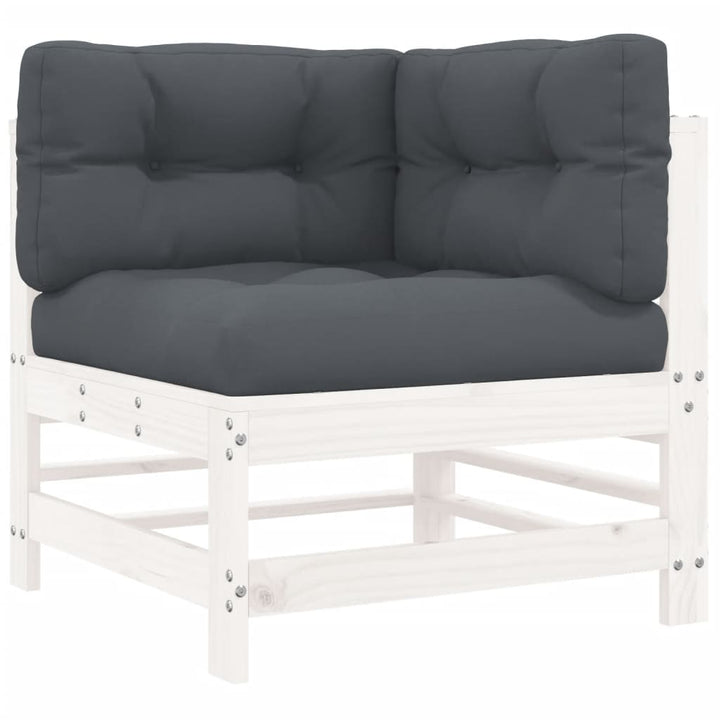 Set Mobilier De Grădină Cu Perne, 3 Piese, Alb, Lemn Masiv