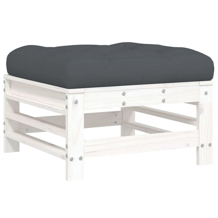 Set Mobilier De Grădină Cu Perne, 3 Piese, Alb, Lemn Masiv