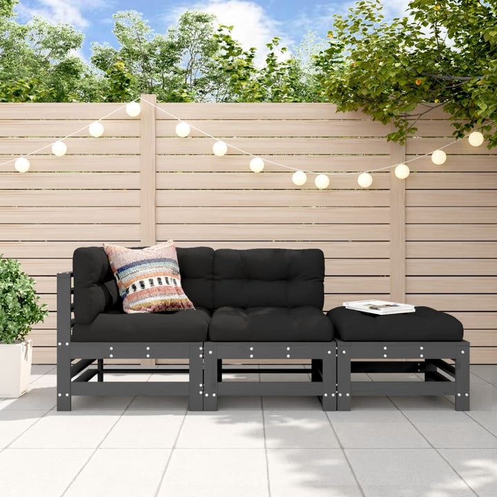 Set Mobilier De Grădină Cu Perne, 3 Piese, Alb, Lemn Masiv