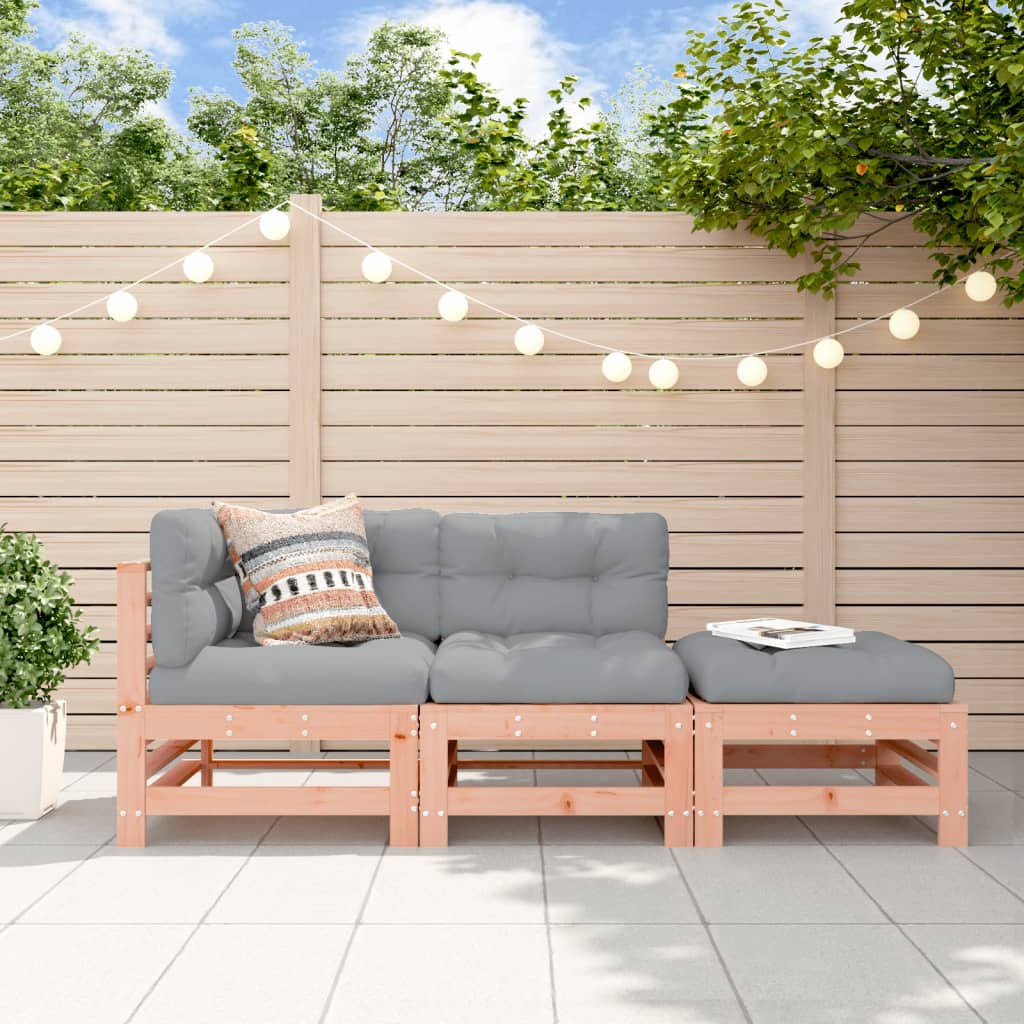 Set Mobilier De Grădină Cu Perne, 3 Piese, Alb, Lemn Masiv