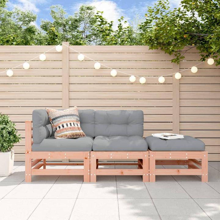 Set Mobilier De Grădină Cu Perne, 3 Piese, Alb, Lemn Masiv