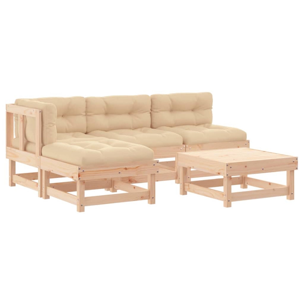 Set Mobilier De Grădină Cu Perne, 5 Piese, Lemn Masiv