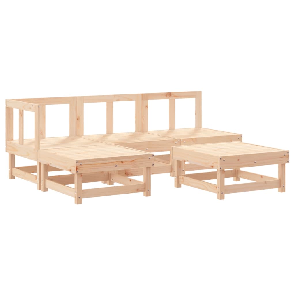 Set Mobilier De Grădină Cu Perne, 5 Piese, Lemn Masiv