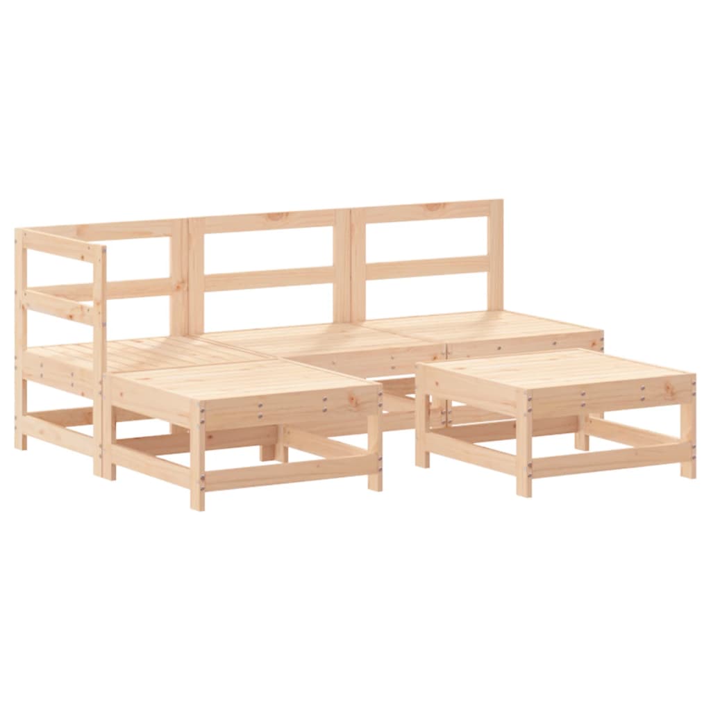 Set Mobilier De Grădină Cu Perne, 5 Piese, Lemn Masiv