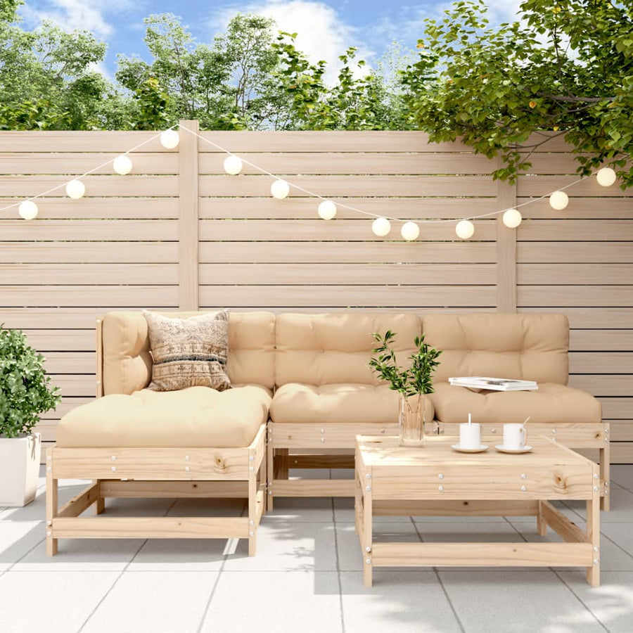 Set Mobilier De Grădină Cu Perne, 5 Piese, Lemn Masiv