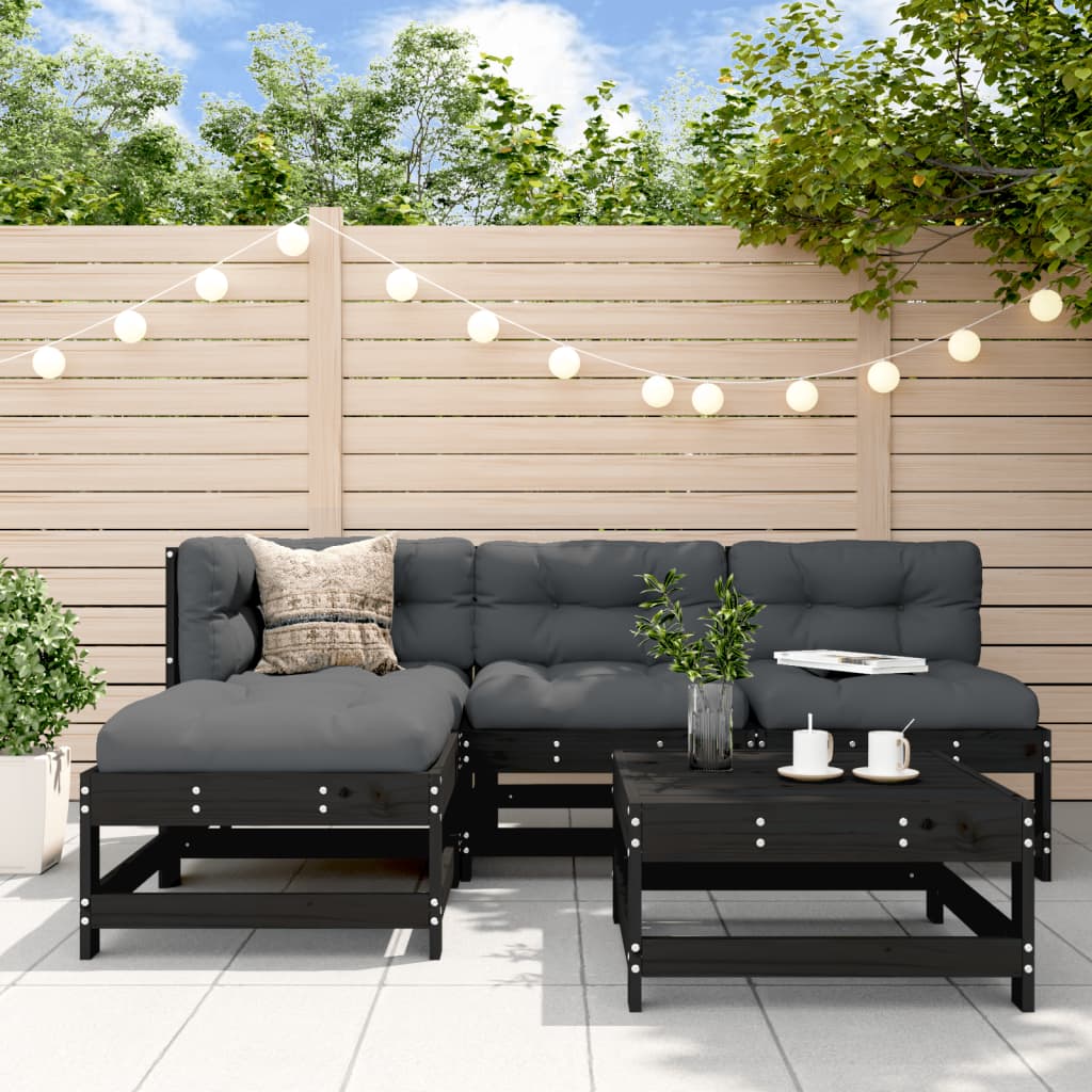 Set Mobilier De Grădină Cu Perne, 5 Piese, Lemn Masiv