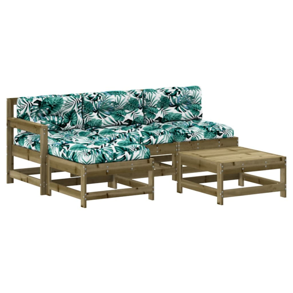 Set Mobilier De Grădină Cu Perne, 5 Piese, Lemn De Pin Tratat