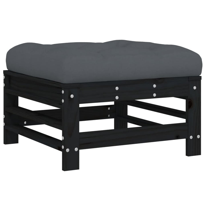 Set Mobilier De Grădină Cu Perne, 5 Piese, Negru, Lemn Masiv