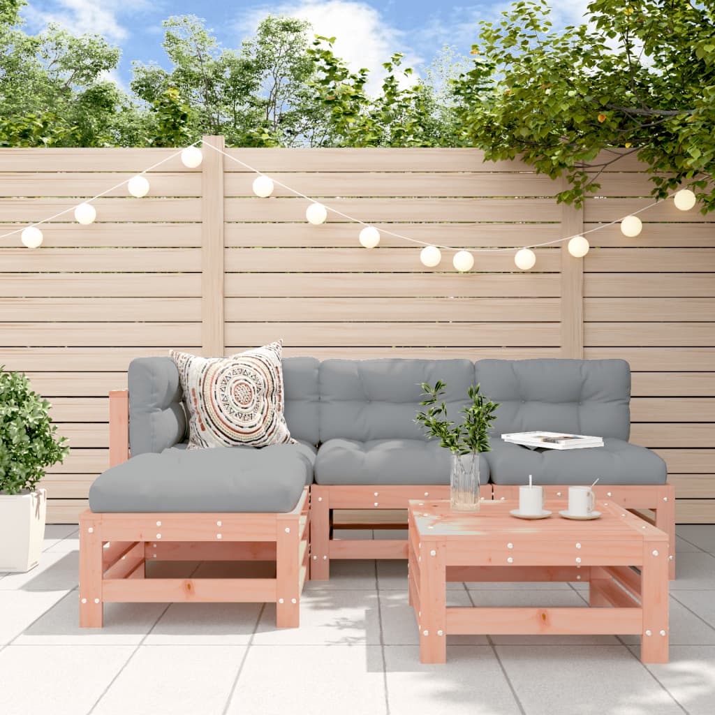 Set Mobilier De Grădină Cu Perne, 5 Piese, Negru, Lemn Masiv