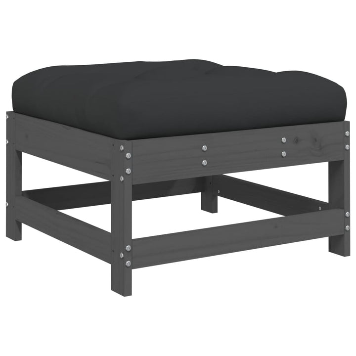 Set Mobilier Grădină Cu Perne, 10 Piese, Gri, Lemn Masiv