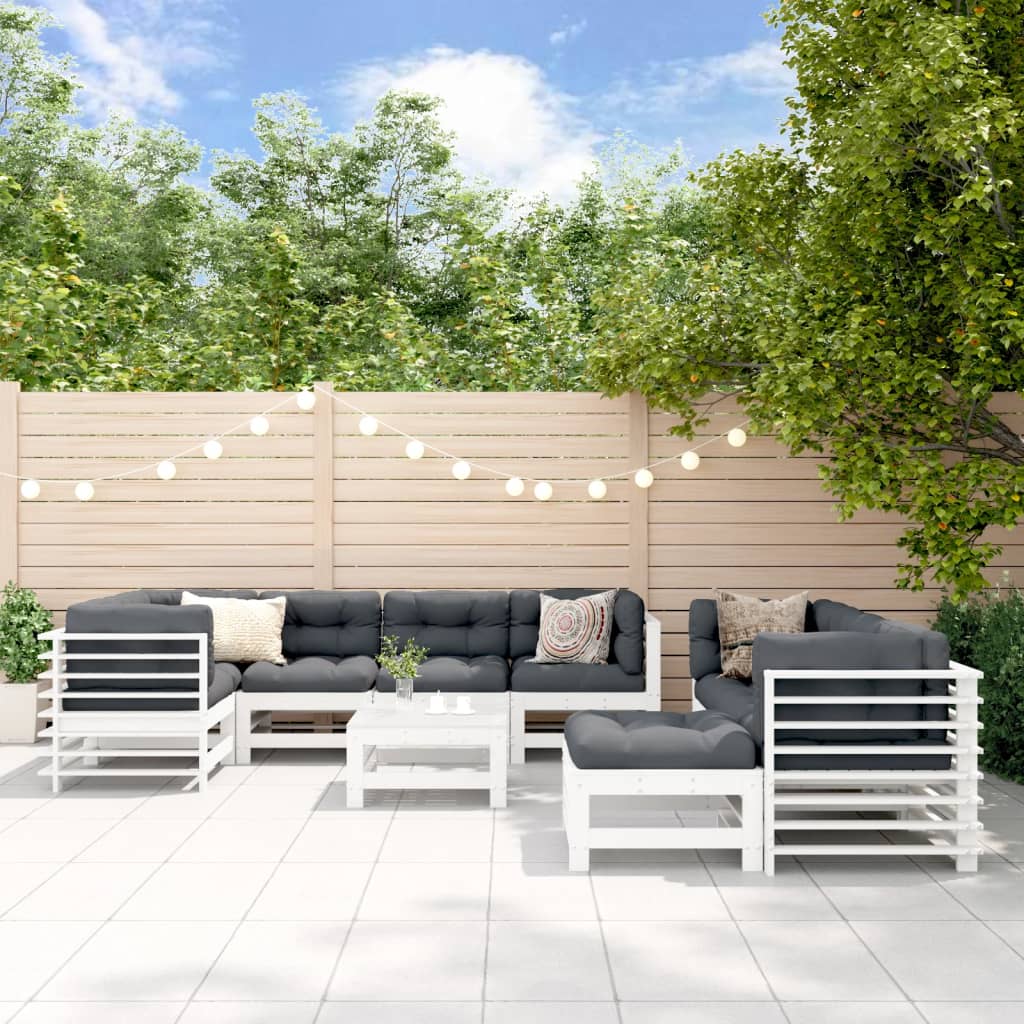 Set Mobilier De Grădină Cu Perne, 10 Piese, Lemn De Pin Tratat
