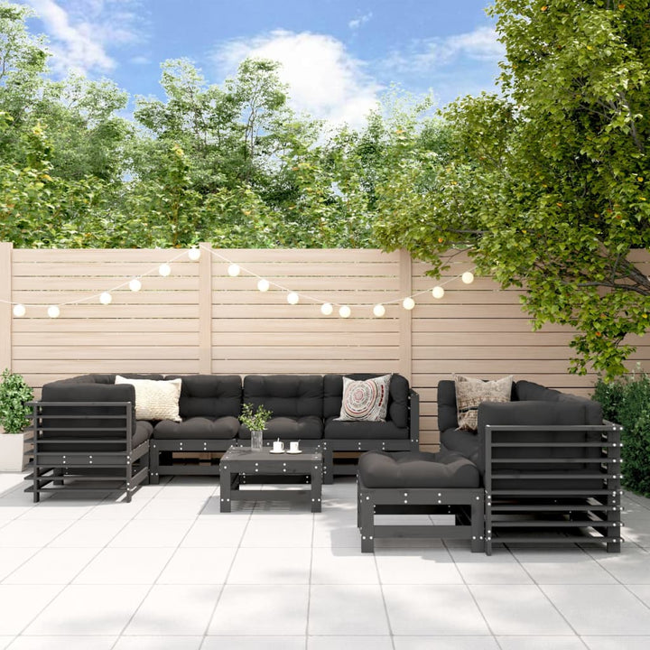 Set Mobilier De Grădină Cu Perne, 10 Piese, Lemn De Pin Tratat