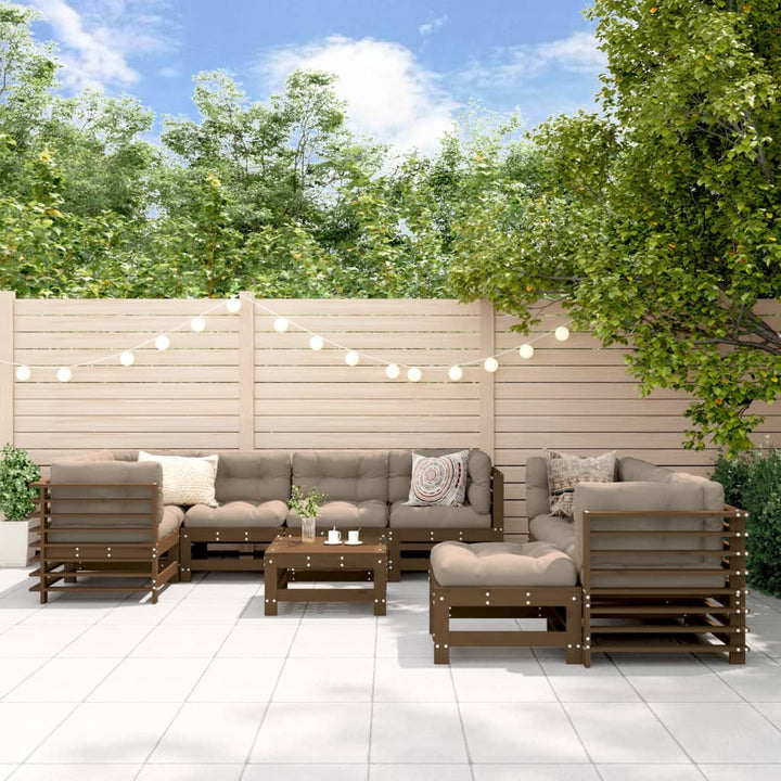 Set Mobilier De Grădină Cu Perne, 10 Piese, Lemn De Pin Tratat