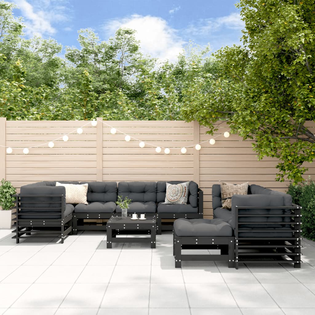 Set Mobilier De Grădină Cu Perne, 10 Piese, Lemn De Pin Tratat