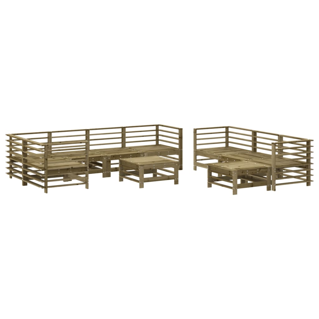 Set Mobilier De Grădină Cu Perne, 10 Piese, Lemn De Pin Tratat