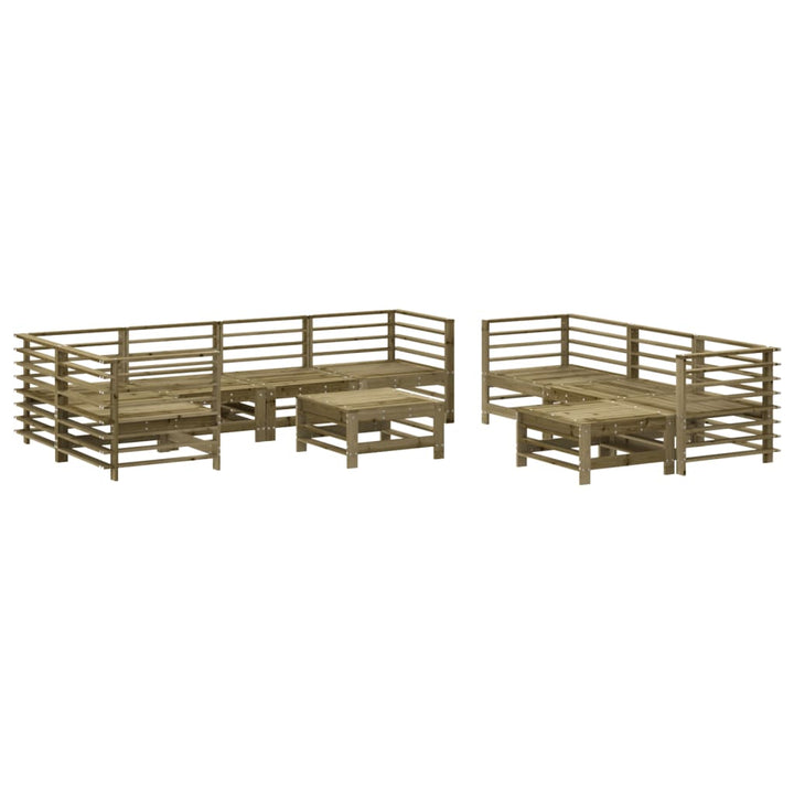 Set Mobilier De Grădină Cu Perne, 10 Piese, Lemn De Pin Tratat