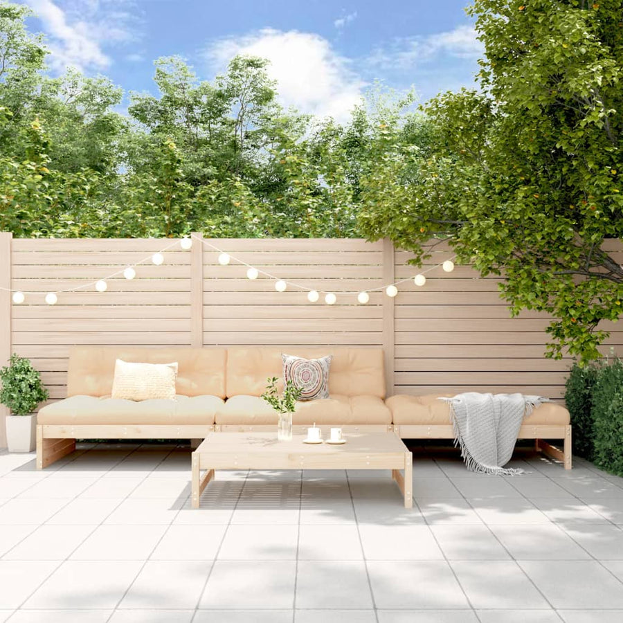Set Mobilier De Grădină Cu Perne, 4 Piese, Lemn Masiv