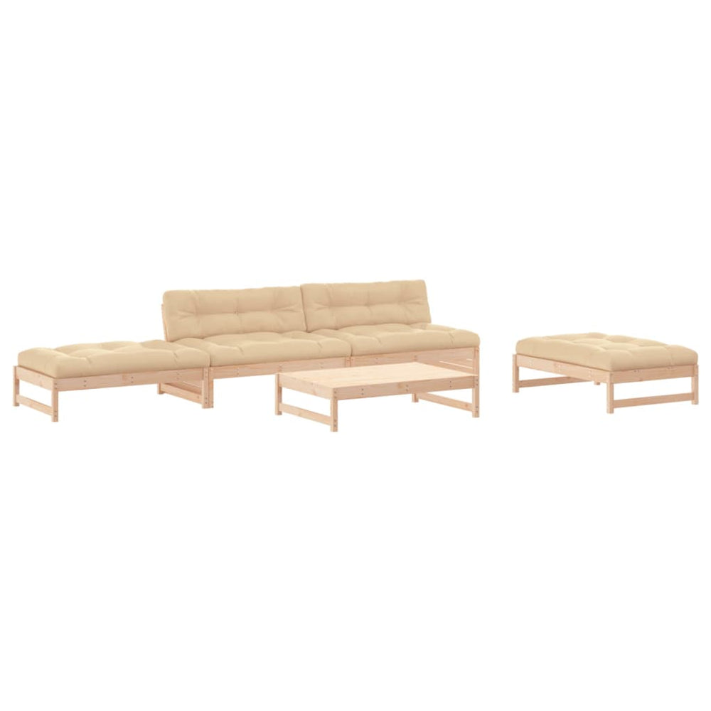 Set Mobilier De Grădină Cu Perne, 5 Piese, Lemn Masiv