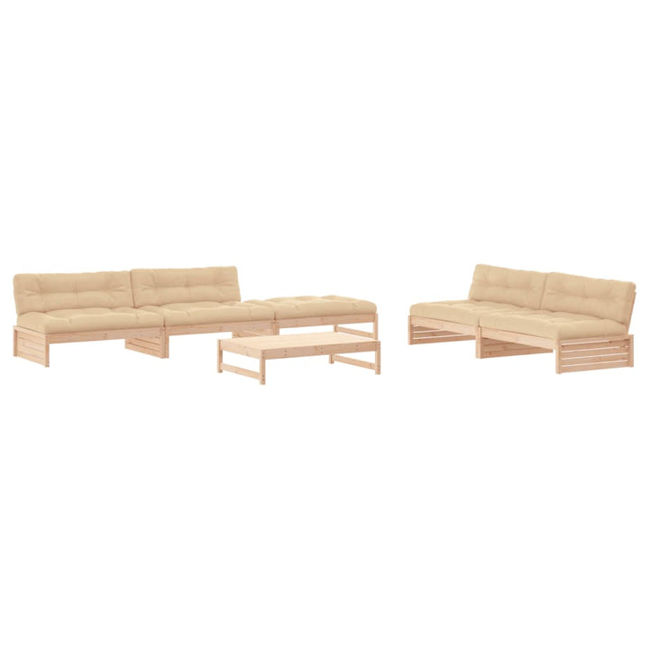 Set Mobilier Relaxare De Grădină & Perne 6 Piese Lemn Masiv Pin
